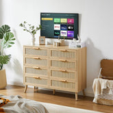 Bellemave® 8 Double Dresser with Rattan Drawers - Bellemave